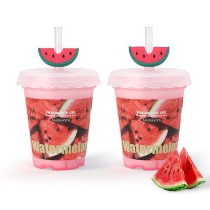 Diffusers for Home Watermelon Scent 2 Pack, Bathroom Diffuser Fruit Cup Shape for Office, Air Freshener Diffuser Gel Leak-Proof Car & Room, Bathroom Scent Diffuser for Friends and Family - color: Watermelon