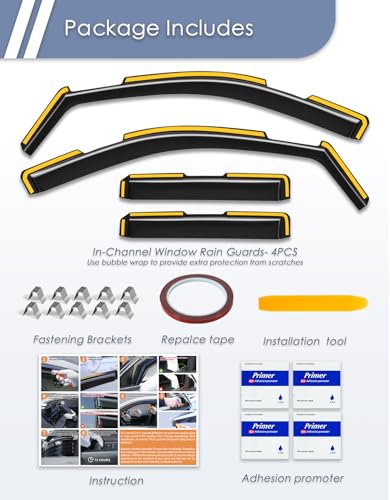 in-Channel Window Rain Guard for Chevy Silverado/GMC Sierra 1500 2019-2026 Double Cab Rain Guards Side Truck Window Visors Vent Visor Low Profile Window Deflectors Vent Shades Car Accessories - size: For 2019-2026 Silverado/Sierra 1500 Double Cab