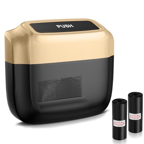 Car Trash Can with Lid，Built-in Storage Garbage Bag，Leakproof Vehicle Trash，Car Accessories for Interior,Mini Garbage Bin for Automotive, Home, Office, Kitchen, Bedroom，with 30pcs Trash Bags - color: Gold, size: 1.2 L