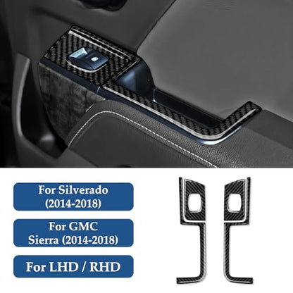 Car Carbon Fiber Decal Sticker Cover Interior Trim for Chevrolet Silverado/GMC Sierra 1500 2500HD 3500HD 2014-2018 Accessories(Rear Window Lift Switch B) - color: Rear Window Lift Switch B