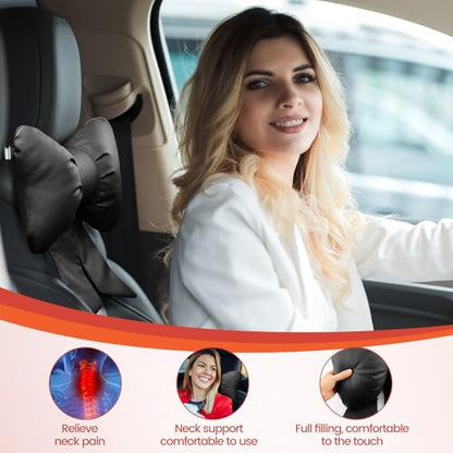 2 Pcs Black Bow Car Neck Pillows Softness Car Headrest Pillow for Driving With Adjustable Strap Leather Material Wear-Resistant and Dirt-Resistant Perfect Choice for Both Beauty and Comfort - color: Black