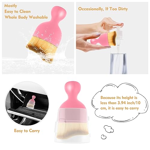 Car Interior Cleaning Brush Car Duster Interior with Ultra Soft Bristles Auto Detailing Brushes Dusting Car Accessories for Dashboard, AC Vents, Leather, Scratch-Free (2Pack_Pink) - size: 2Pack_Pink
