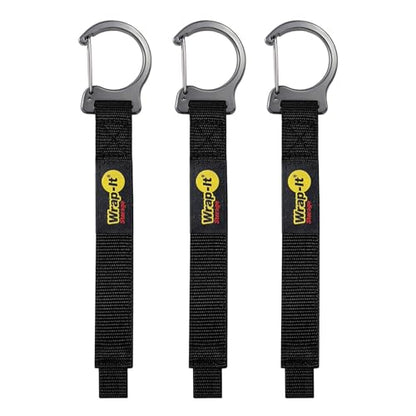 Wrap-It Storage Quick Clips - 14" (3-Pack) Black - Cable Straps With a Metal Clip to Use as an Extension Cord Organizer or Garden Hose Holder - size: 14" (3-pack)