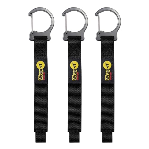 Wrap-It Storage Quick Clips - 14" (3-Pack) Black - Cable Straps With a Metal Clip to Use as an Extension Cord Organizer or Garden Hose Holder - size: 14" (3-pack)
