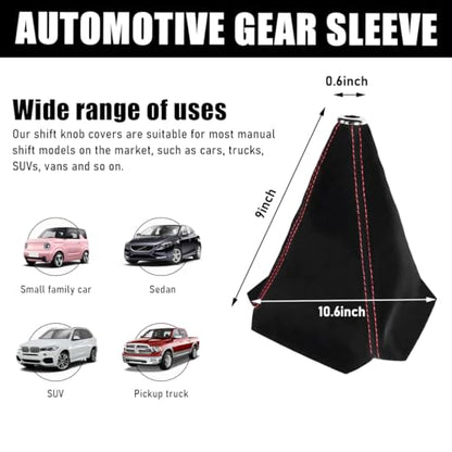 Ohleats Car Shift Knob Dust Cover, Automotive Shifter Boot Sleeve Replacement, Manual/Automatic Gear Shift Cover for Most Car Truck SUV, Universal Interior Car Accessories (Velvet, Red) - color: Velvet, Red