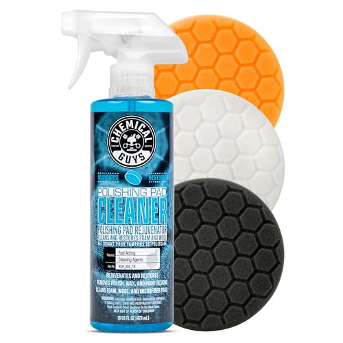 Chemical Guys 5.5" Buffing Pad Sampler Kit - 4 Piece Detailing Set with 3 Professional Foam Car Polishing Pads & 16 oz Polishing Cleaner, for Dual Action and Rotary Polishers Using 5" Backing Plates - size: 5.5"