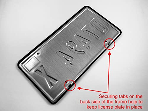Premium Corrosion-Resistant Stainless Steel Matte Black Powder Coated 2-Hole Standard CAR Heavy Duty License Plate Frames with Free Set of Screws and caps - Set of 2 Frames - size: Set of 2 frames