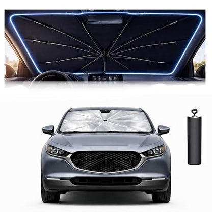 2026 Upgraded Car Windshield Sun Shade Umbrella - Custom-Fit for Mazda CX-30 2019-2026 Sunshade,UV Protection & Heat Reflective,Keep Interior Cooler with Storage Bag - size: For Mazda CX-30 2019-2026