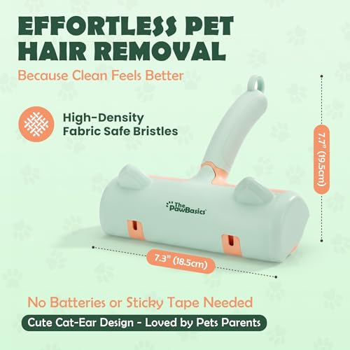 Pet Hair Remover Roller - Reusable Lint Roller for Dog and Cat Hair, Easy to Clean Electrostatic Pet Hair Removal Tool with Ergonomic Grip for Bedding, Couch, Carpet and Car Interiors - color: Green