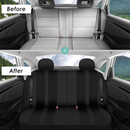 FH Group Striking Striped Car Seat Covers - Universal Fit, Washable Seat Covers for Cars, SUVs, Vans, Sedans, Black, Rear Set - color: Black, size: Rear Set