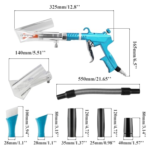 GOCCIDA 2IN1 Car Interior Detailing Air Blow Gun & vacunm Gun with Adjustable Air Flow Nozzle,Cleaning Gun Quickly Blasts Dirt and Dust from Surface Works with Air Compressor(Upgrade Rotate Tube) Blue - color: blue
