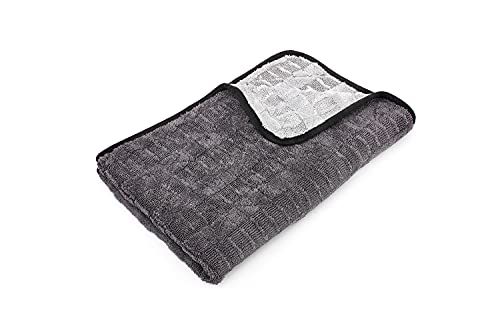 The Rag Company Gauntlet Car Drying Towel, Ultra-Absorbent 70/30 Blend Korean Microfiber, Dries Vehicles Faster Without Scratching, 900 GSM, 20x30 Inches, Ice Grey/Grey, 1-Pack - size: 20in x 30in