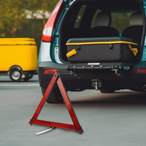 Reflective Safety Triangles for Vehicles 3-Pack Portable Emergency Roadside Warning Signs 11.22X9.64X9.05In Foldable Car Hazard Markers for Night and Adverse Weather