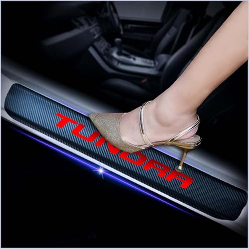 4Pcs Car Door Sill Protector for Toyota Tundra, Carbon Fiber Anti-Scratch Guard for Tundra Accessories - Self-Adhesive Car Door & Sill Protector -RED - color: RED