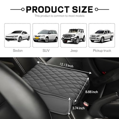 wuyaoyao Car Center Console Cover, 12.13"×8.66"×3.74" Leather Car Armrest Cover with with 2 Side Pockets, Memory Foam Soft Auto Armrest Cushion Pad, Universal Vehicle Arm Rest Protector (Gray) - color: Gray