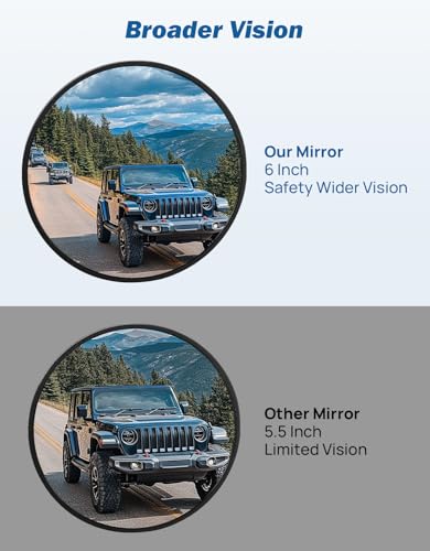 JOYTUTUS Doors off Mirrors Compatible with 2018-2023 Wrangler JL & 2020-2023 Gladiator JT, Off-Road Rearview 6 Inch Mirror with Ball Adapter, Broad Vision, No Shaking, Us Flag Pattern