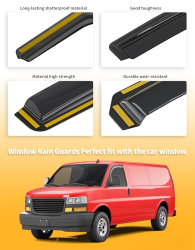 in-Channel Window Rain Guards Fit for 1996-2026 Chevy Express Van & GMC Savana 2500 3500, Extra Durable Window Visors Window Deflectors Vent Shades Car Accessories - size: For Chevy Express Van/GMC Savana 1996-2026