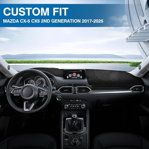 KUST Black Dash Cover for Mazda CX-5 CX5 2017-2024 2025 2026 (Without HUD) Polyester Dashboard Cover Non-Slip Center Console Dash Cover Interior Accessories for Mazda CX5 Sunshade No Glare - size: Cx-5 17-26(black)