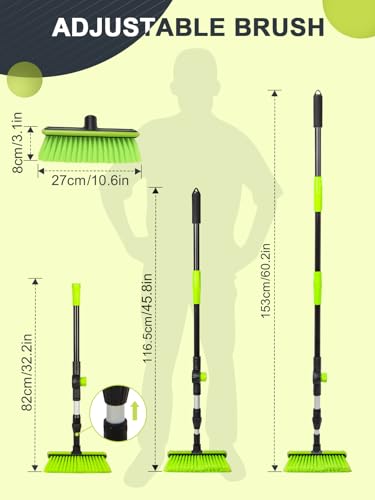 59" PBT 180°Rotatable Car Wash Brush with Long Handle New Process Not Easy to Produce Floating Hair Suitable for Snow Sweeping SUV MPV Truck Rv Caravan Indoor Outdoor Cleaning Window Wheel