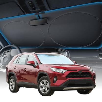 2025 Upgraded Zanch Car Front Windshield Sun Shade - Ultimate UV Protection & Heat Reductionlinnovative No-Light Leakage TechnologylFoldable DesignlPerfect Fit for Sedans Mini SUVs, Medium(64"X32") - size: M - SUV/Sedan/Hatchback