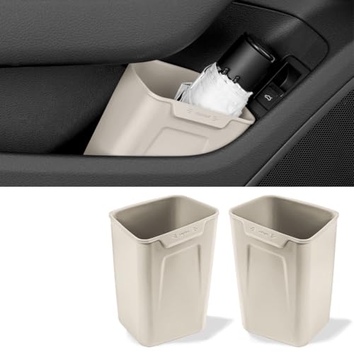 XmuxHai Car Interior Storage Box, Black Silicone Door Side Organizer with Umbrella Holder and Trash Can, Vehicle Accessory (Beige) - color: Beige