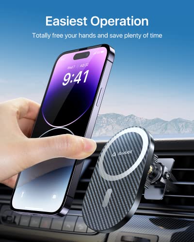 andobil Upgraded for Magsafe Car Mount Pro [Strongest Magnet, Big Phone Friendly] 360° Rotation Magnetic Phone Holder for Car Vent for iPhone 17 Pro Max 16/15/14/13/12 Samsung S26/S25 (Carbon Fiber) - color: Black