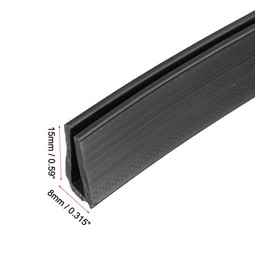 uxcell Edge Trim U Seal Extrusion, Silicone Black U Channel Edge Protector Sheet Fits 1/8-13/64inch Edge 3Meters/9.84Ft Length - size: 3000mmx8mmx15mm
