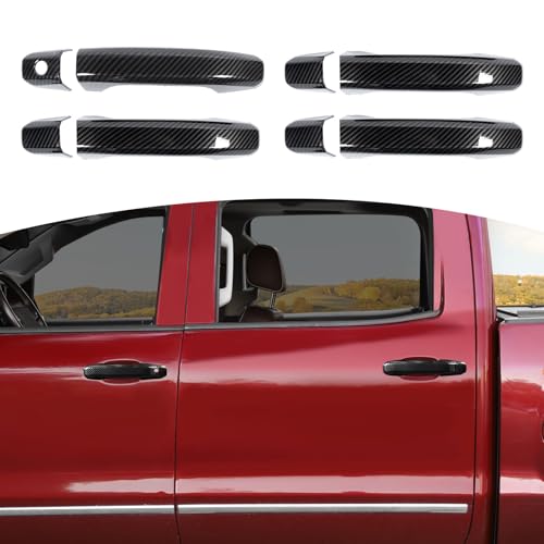 for Silverado Door Handle Cover Trim for Chevy Silverado/Tahoe for GMC Sierra/Yukon 2014-2018 Carbon Fiber Grain Exterior Accessories 4pcs - color: Carbon Fiber