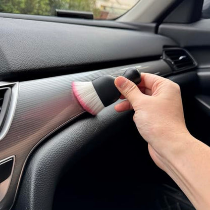Car Detailing Brush, Soft Bristle Cleaning Brush, Scratch-Free Auto Duster Tool for Dashboard, Air Vents, Leather & Interior Cleaning (Black&Pink) - color: Black&Pink