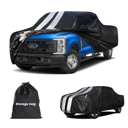 F-350 Truck Cover Custom Fit 1999-2026 Crew Cab Short/Long Bed(8') with Door Zipper, 10 Layers Outdoor Heavy Pickup Truck Cover Waterproof All Weather, Wind Dust Sun Protector. - size: F-350 1999-2026 Crew Cab LB+Towel+Bag
