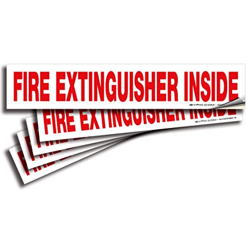 Fire Extinguisher Inside Sticker Sign - 4 Pack 9x1.7 Inch - Premium Self-Adhesive Vinyl, Laminated for Ultimate UV, Weather, Scratch, Water and Fade Resistance, Indoor and Outdoor - color: White, size: 9x1.7 (5 Pack)
