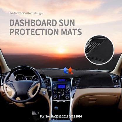 Hyundai Sonata 2011-2014 Instrument Panel Mat, Instrument Panel Covered Carpet Mat Pad Anti-Slip Instrument Panel Covered Sun Glare UV Protector Black