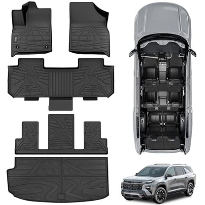 KARPAL Floor Mats for 2018-2023 Chevy Traverse/ 2024 Traverse Limited Only 7 Seats, with 2nd Row Bucket Seats, All-Weather TPE Custom Fit Floor Liners Car Accessories - style: 2018-2023 | For Chevy Traverse | Full Set