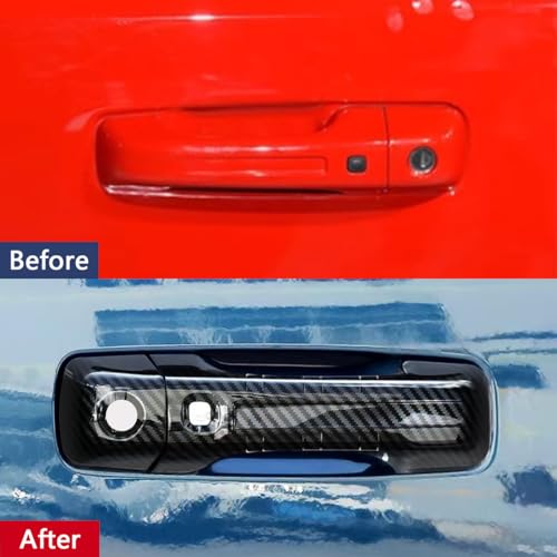 Car Accessories Fit for Dodge Ram 1500 2024 2023 2022 2021 2020 2019 Door Handle Cover Trims (Carbon Fiber with Smart Hole B) ABS 8PCS - color: Carbon Fiber With Smart Hole B