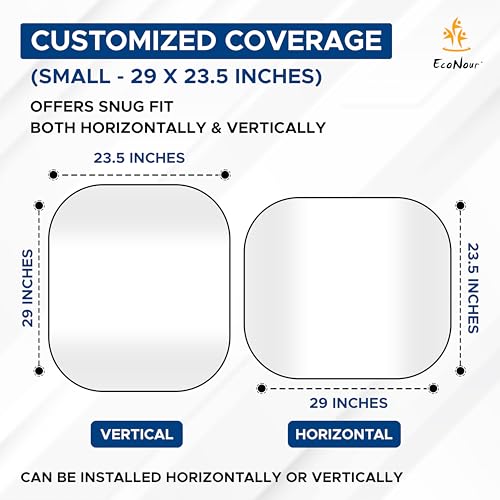 EcoNour 2-Piece Foldable Car Front Window Sun Shade, 240T Polyester, UV Protection & Heat Blocker, Windshield Shade, Durable Design, Upgraded Universal Fit – (29" L x 23.5" W) - size: Small