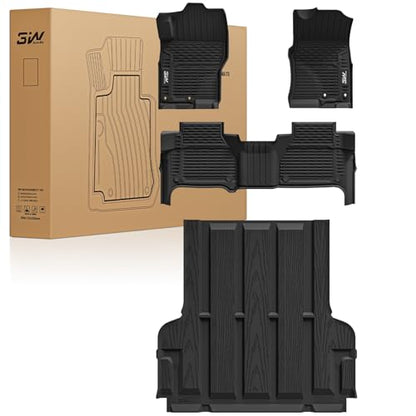 3W Floor Mats & Truck Bed Mat for Nissan Frontier 2025 2024 2023 2022 Crew Cab(NOT for 2nd with Under Seat Speaker), All Weather TPE Custom Fit Car Liner for Frontier - size: 4.Frontier|22-25|Floor Mats & Truck Bed Mat