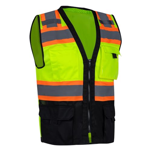 VENDACE Safety Vest Hi Vis Reflective Vest for Men with Pockets ANSI Class 2 High Visibility Construction Work Vest - color: Yellow, size: Small