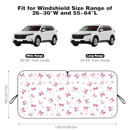 Car Windshield Sun Shade, Cute Bow Sun Visor - Wear-Resistant Black Tape, Foldable 59'x27.5'/63''x31.5'' - color: Small Bow, size: Small