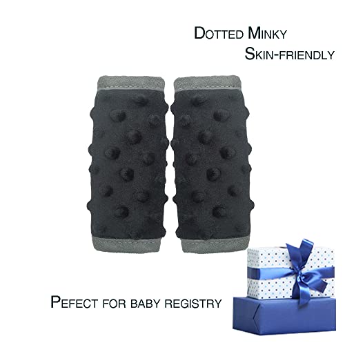 DODO NICI car seat Strap Cover for Baby, seat Belt Cover Cushion, Belt Pads fit Baby Carrier/Pushchair/Stroller, Cozy Peace Dotted Minky, Solid Black - color: Solid black