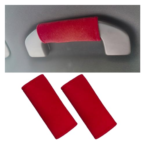 LAINLOY 2PCS Car Inside Door Handle Protector, Colorful Soft Fluff Car Pull Handle Cover, Anti-Scratch Grab Handle Wrap, Car Interior Decoration Accessories for Women Men (Red) - color: Red