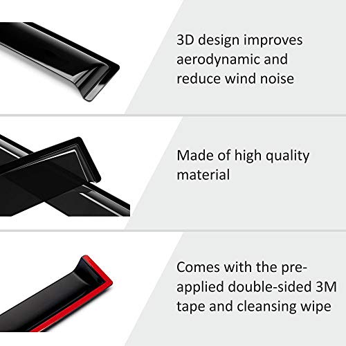 Voron Glass Tape-on Extra Durable Rain Guards for Chevrolet (Chevy) Trax 2024-2026, Window Deflectors, Vent Window Visors, 6 Pieces - 100907