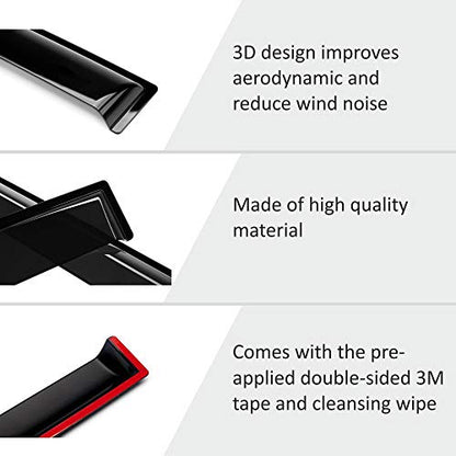 Voron Glass Tape-on Extra Durable Rain Guards for Chevrolet (Chevy) Trax 2024-2026, Window Deflectors, Vent Window Visors, 6 Pieces - 100907