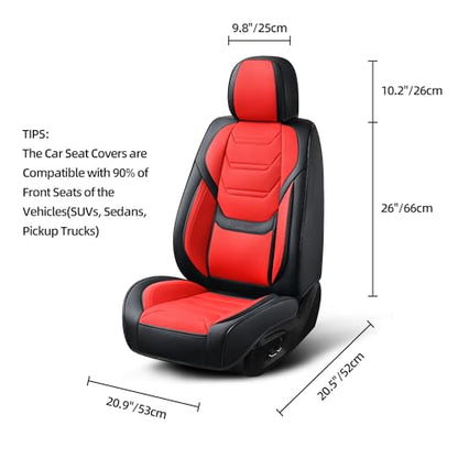 TIEHESYT Car Seat Covers Full Set, Breathable Leather Automotive Front and Rear Seat Covers, Car Seat Protectors Full Set, Compatible with Most Vehicles, SUV (Black&Red, Front Pair and Rear) - color: Black&Red, size: Front Pair and Rear Headrestless