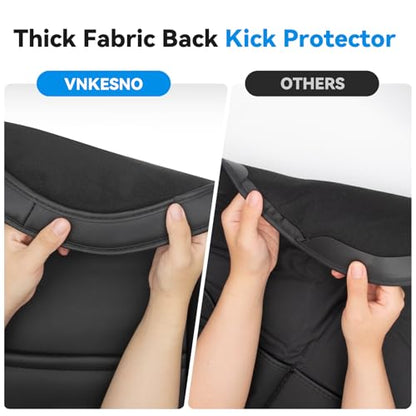 2026 Upgraded Leather Seat Back Kick Protector for Tesla Model Y/3/S/X Accessories (Includes 2026 Model Y Juniper & Model 3 Highland), Wear-Resistant Kick Mats with Organizer Pocket (Set of 2)