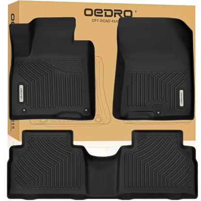 OEDRO Floor Mats Fit for 2019-2020 Hyundai Santa Fe Limited/SE/SEL/SEL Plus/Ultimate 5 Passenger, TPE All-Weather Custom Fit Floor Liners for Santa Fe Accessories, 1st and 2nd Row Car Mats Set, Black - style: 2019-2020 1st & 2nd