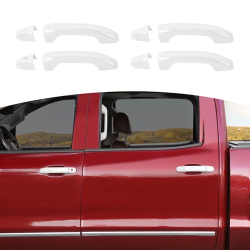 for Silverado Door Handle Cover Trim for Chevy Silverado/Tahoe for GMC Sierra/Yukon 2014-2018 White Exterior Accessories 4pcs - color: White