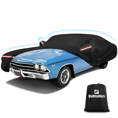 QUNSUNUS Waterproof Car Cover for Chevelle Malibu SS Sedan/Coupe 1964-1972, Outdoor Car Cover with Zipper, Full Exterior Car Covers for Automobiles All Weather with Wind, Sun, UV and Dust Protection - color: for Chevelle Malibu&SS