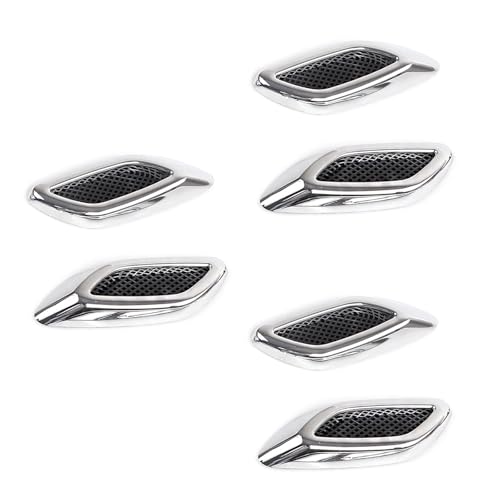 6 PCS Car Fender Trim Decorative, Fashion Exterior Hood Side Door Air Vent Cover, Air Flow Fender Side Intake Vent Decal, Sport Modified Simulated Air Outlet Accessories for Cars (Silver) - color: Silver