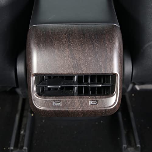 Rear Air Outlet Vent Trim Cover,Rear Air Condition Vent Cover Trim,Rear Center Console Air Vent A/C Cover Trim for Tesla Model 3 & Model Y 2017-2021 (Oak Grain) - color: Oak Grain