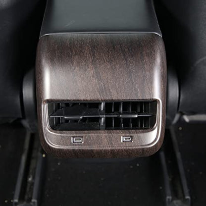Rear Air Outlet Vent Trim Cover,Rear Air Condition Vent Cover Trim,Rear Center Console Air Vent A/C Cover Trim for Tesla Model 3 & Model Y 2017-2021 (Oak Grain) - color: Oak Grain